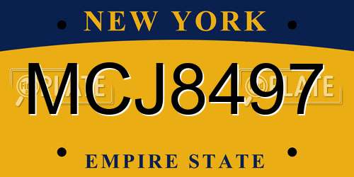 MCJ8497 New York License Plate