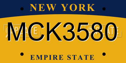 MCK3580 New York License Plate