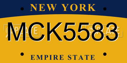 MCK5583 New York License Plate