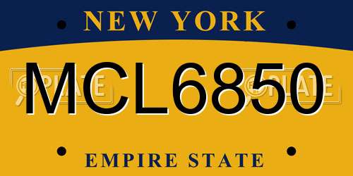 MCL6850 New York License Plate