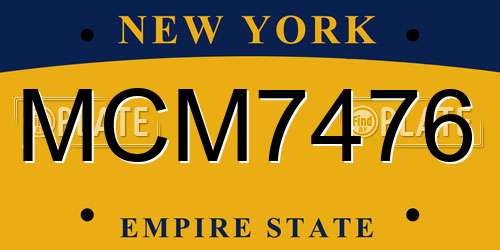 MCM7476 New York License Plate