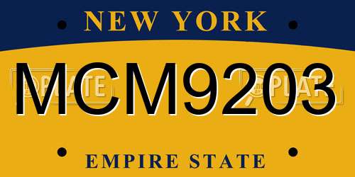 MCM9203 New York License Plate