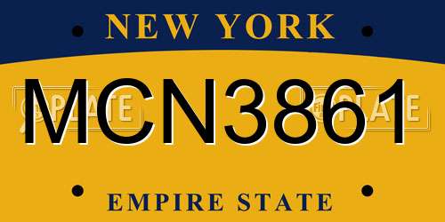 MCN3861 New York License Plate