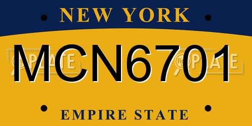 MCN6701 New York License Plate