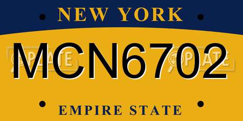 MCN6702 New York License Plate