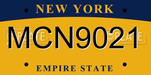 MCN9021 New York License Plate