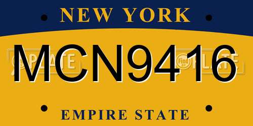 MCN9416 New York License Plate