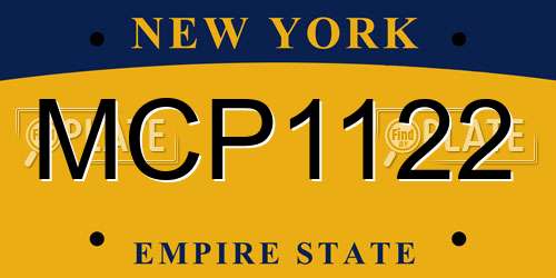 MCP1122 New York License Plate