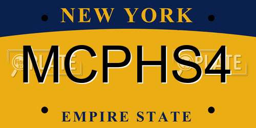 MCPHS4 New York License Plate