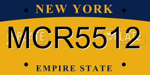 MCR5512 New York License Plate