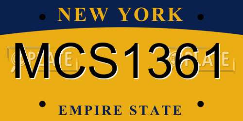 MCS1361 New York License Plate