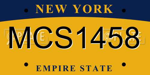 MCS1458 New York License Plate