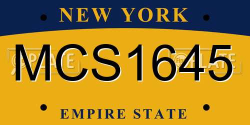 MCS1645 New York License Plate