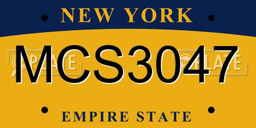 MCS3047 New York License Plate