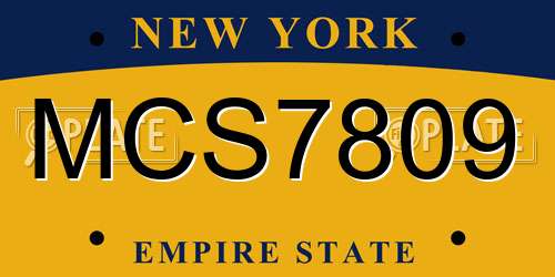 MCS7809 New York License Plate