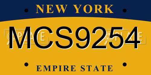 MCS9254 New York License Plate