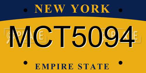 MCT5094 New York License Plate
