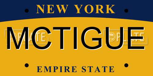 MCTIGUE New York License Plate