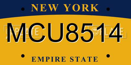 MCU8514 New York License Plate