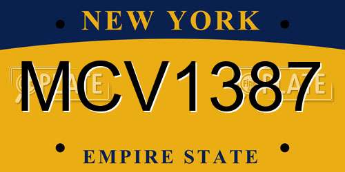 MCV1387 New York License Plate