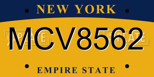 MCV8562 New York License Plate