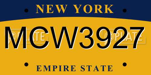 MCW3927 New York License Plate