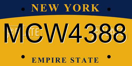 MCW4388 New York License Plate