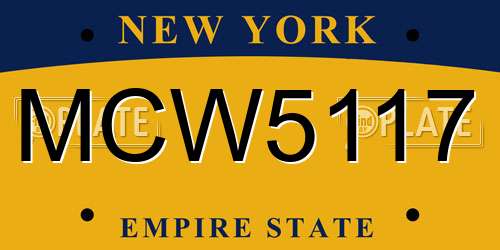MCW5117 New York License Plate