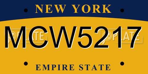 MCW5217 New York License Plate