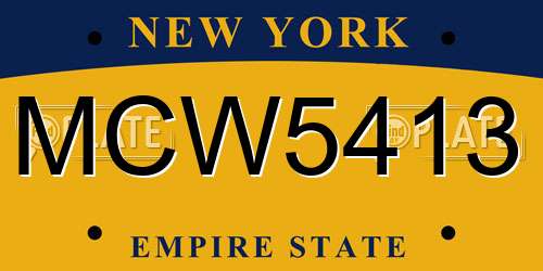 MCW5413 New York License Plate
