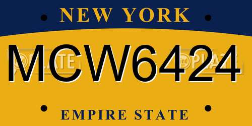 MCW6424 New York License Plate