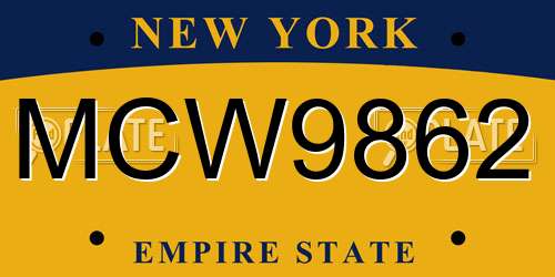 MCW9862 New York License Plate