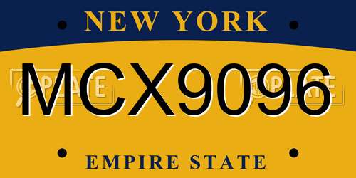 MCX9096 New York License Plate