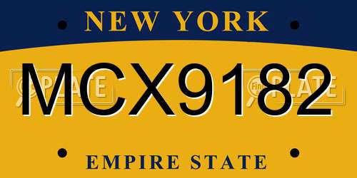 MCX9182 New York License Plate