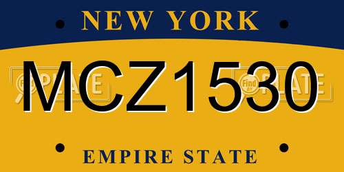 MCZ1530 New York License Plate