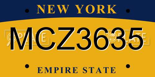 MCZ3635 New York License Plate