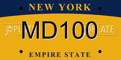 MD100 New York License Plate