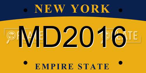 MD2016 New York License Plate