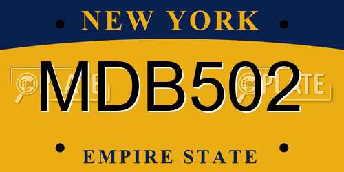 MDB502 New York License Plate