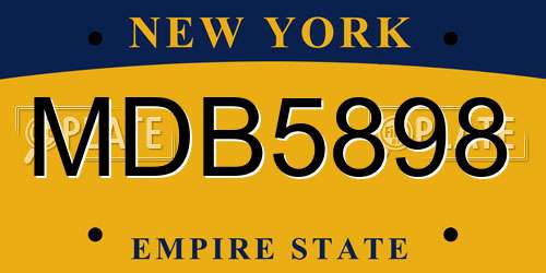 MDB5898 New York License Plate