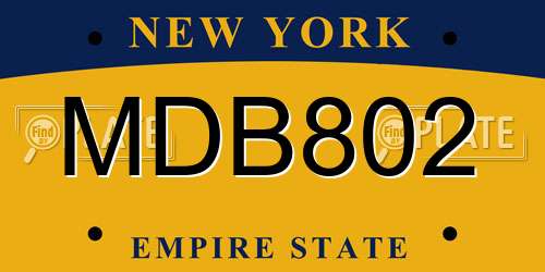 MDB802 New York License Plate