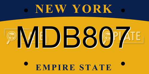 MDB807 New York License Plate