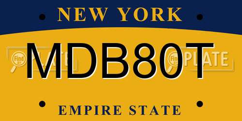 MDB80T New York License Plate