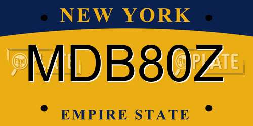 MDB80Z New York License Plate
