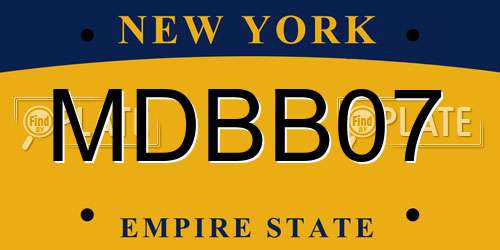 MDBB07 New York License Plate
