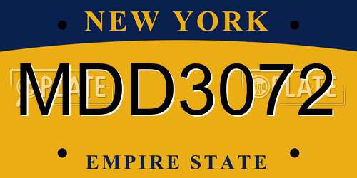 MDD3072 New York License Plate