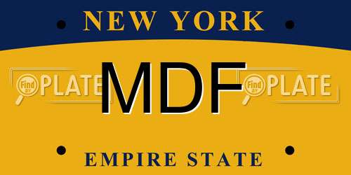 MDF New York License Plate