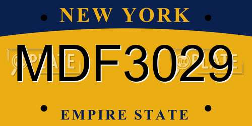 MDF3029 New York License Plate