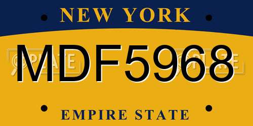 MDF5968 New York License Plate
