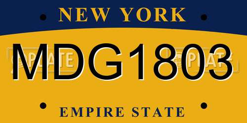 MDG1803 New York License Plate
